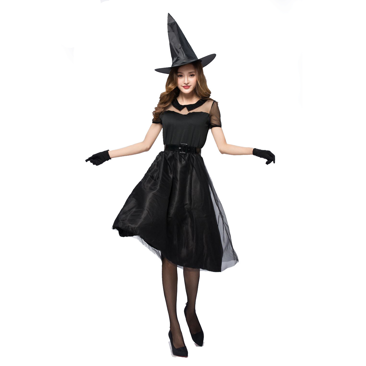 Party Games Simple - Halloween véu preto bruxa cosplay traje